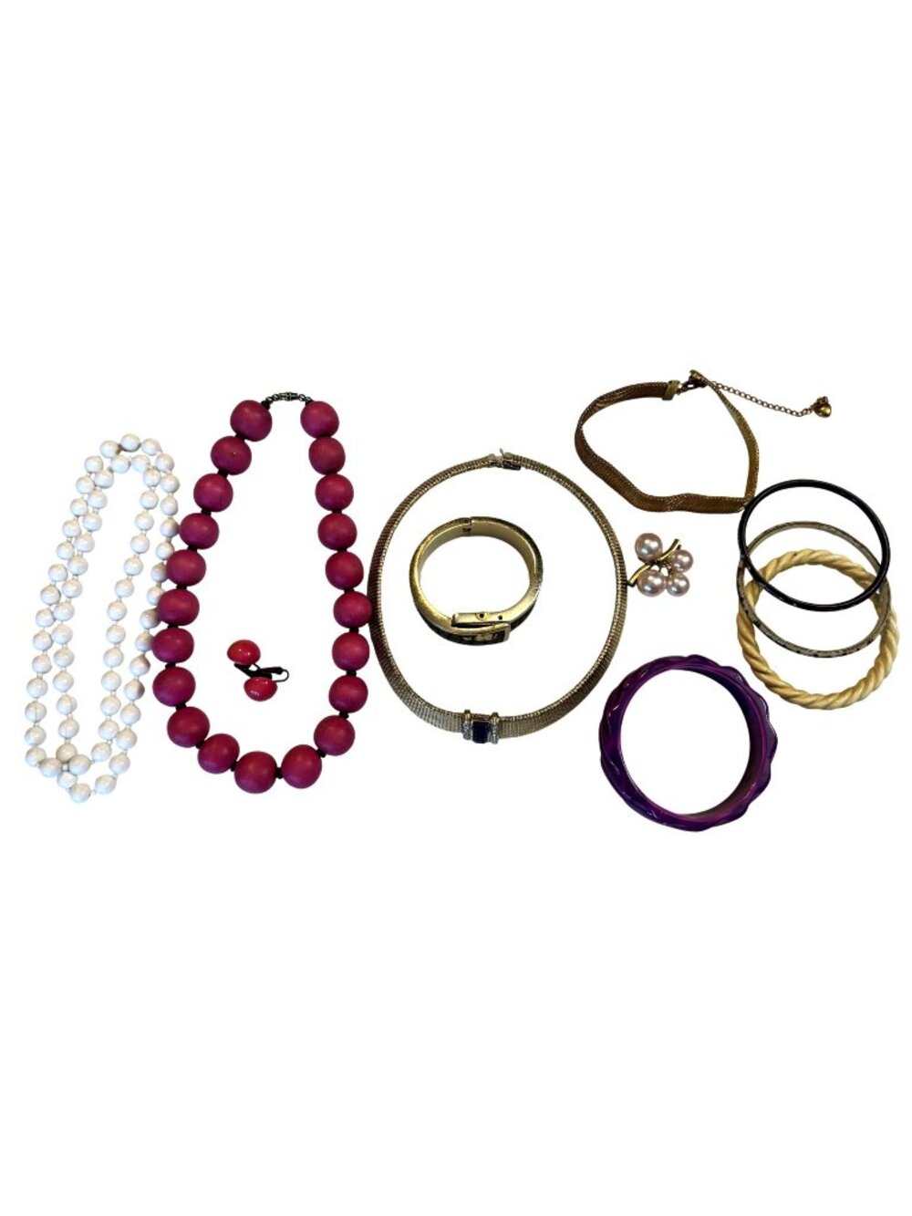 Vintage Costume Jewelry Lot 11 pc Gold Mesh Cloisonne Bangles Medana Watch